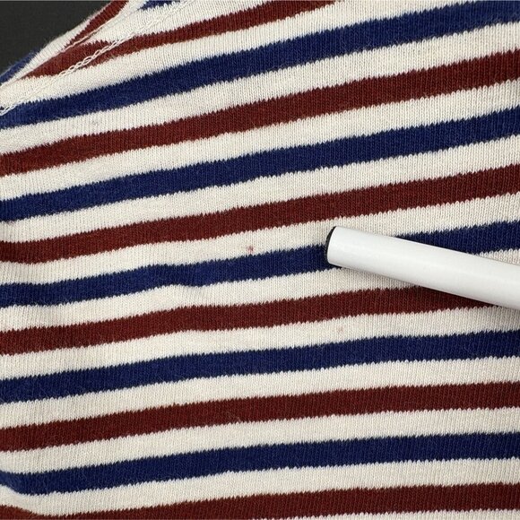 Madewell Women's Striped Short Sleeve Shirt In Red White & Blue Nautical Preppy - Picture 5 of 6